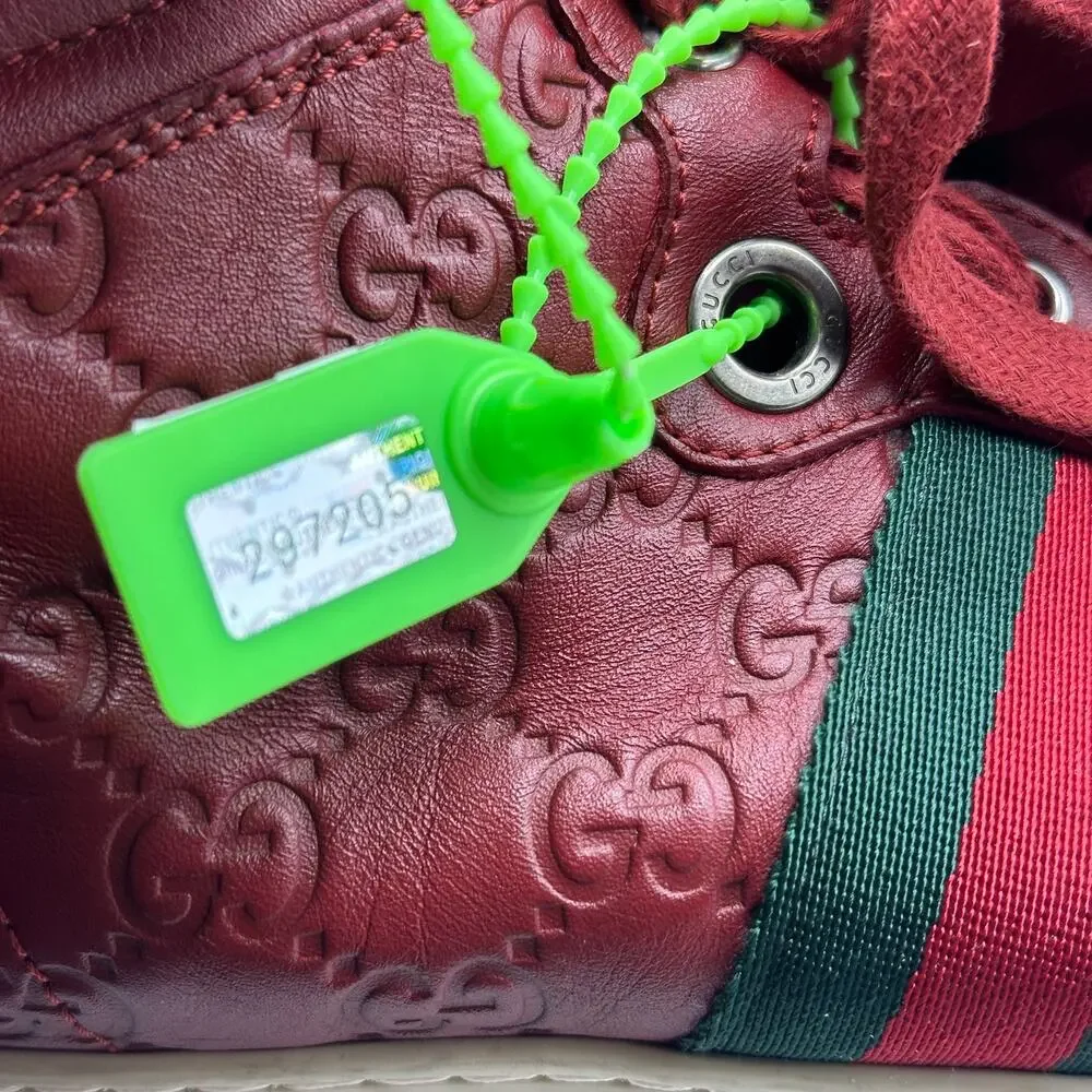 GUCCI GG High Top Guccissima Embossed Monogram Sneakers Red Sz 11